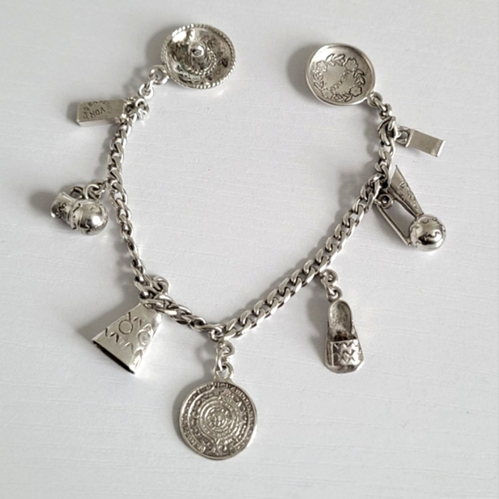 Vintage Sterling Silver MOA Mexico Boho Western Charm Bracelet